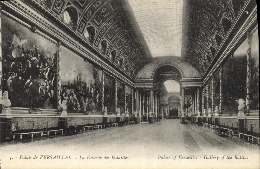 Palacio de VERSAILLES — La Galería de las Batallas — Editor: M. Moreau Editor, Versalles, n°5 - Anverso
