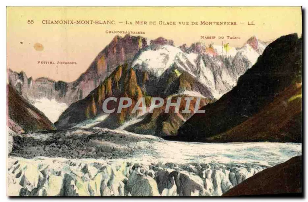 Chamonix-Mont-Blanc — Die Mer de Glace von Montenvers aus gesehen — LL - Vorderseite