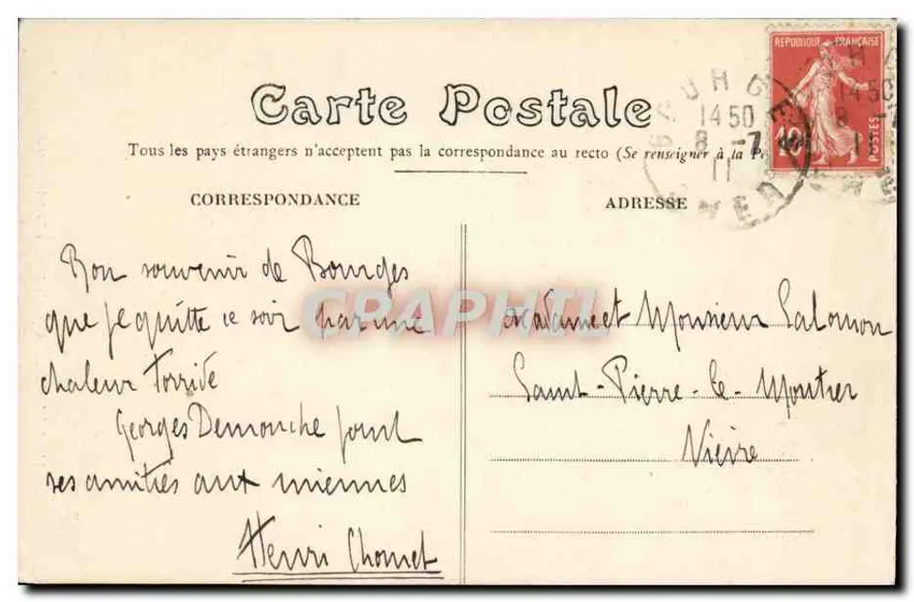 Bourges — Catedral — O Portal Central — Editor E.M. n°114 - Verso