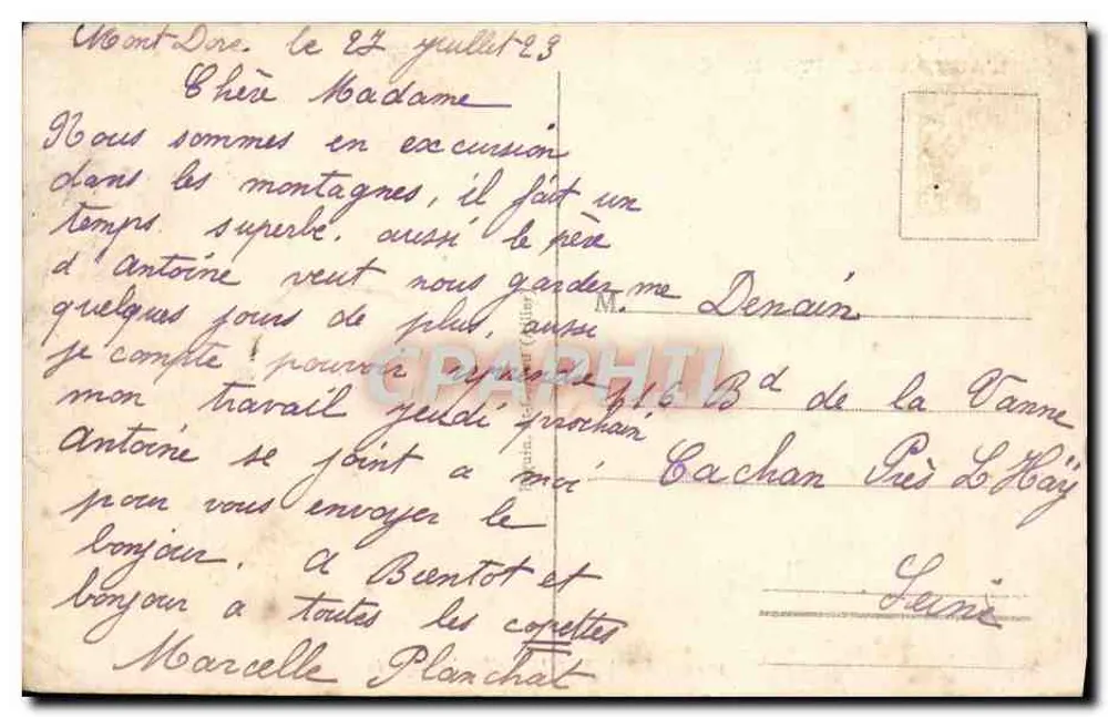 Le Mont-Dore - O Capucino — A Auvergne pitoresca — editor 3249 - Verso