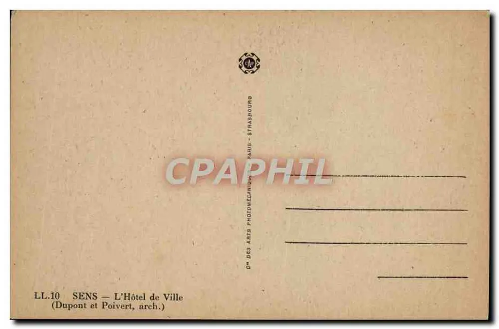 Sens — O Hotel de Ville — Dupont e Poivert, arq. - Verso