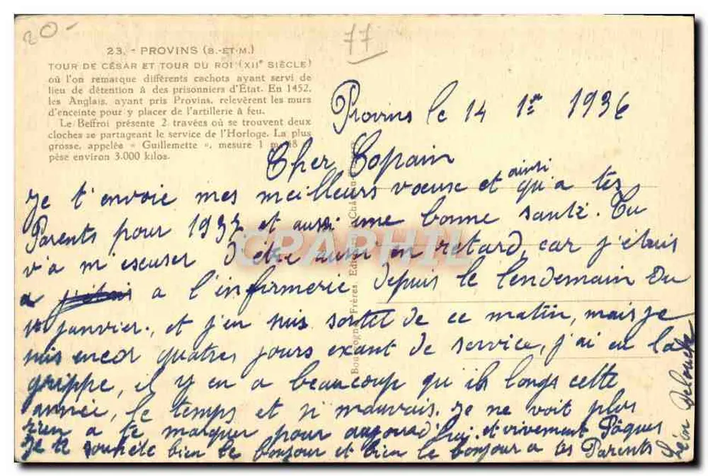 Tour de César und Tour du Roi — Provins — Verlag Bongard, n°23 - Rückseite