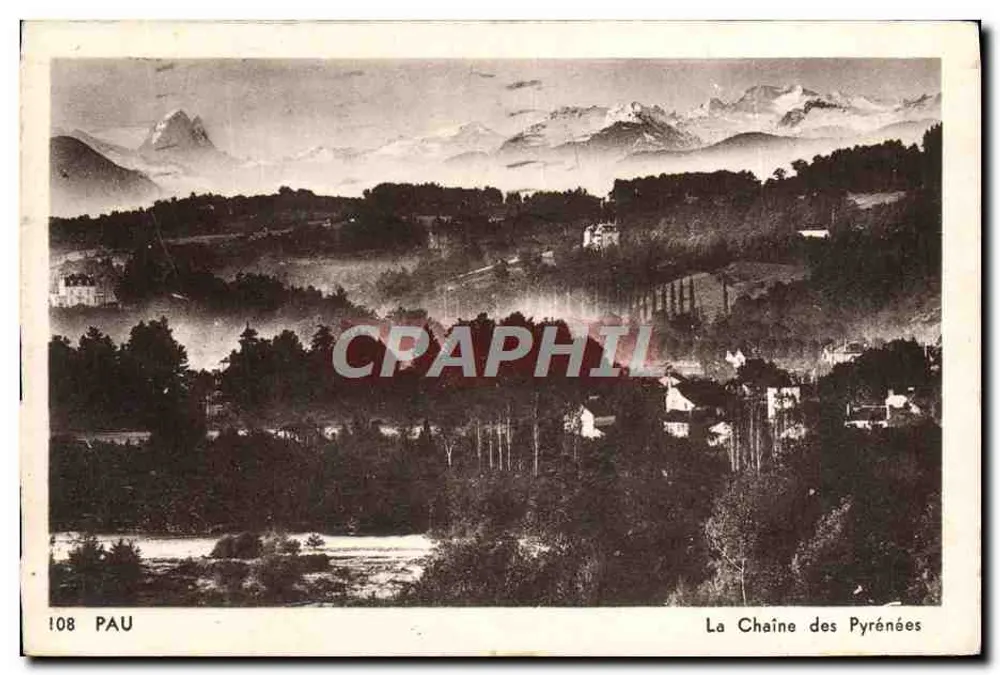 A Cadeia dos Pirineus — Pau — editor Pau, n° 108 - Frente