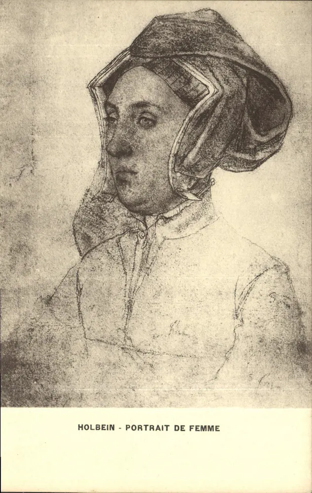 Holbein - Retrato de mulher — desenho a lápis — Ed. L. A. S., Paris - Frente