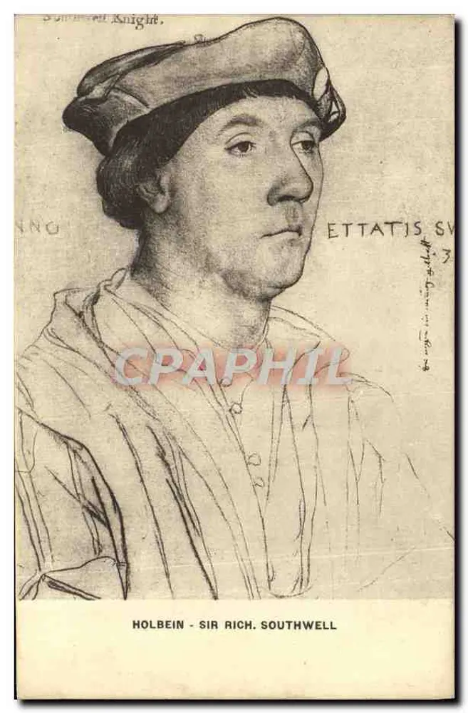 Retrato de Sir Richard Southwell — desenho atribuído a Holbein — editor L. A. S. Paris - Frente