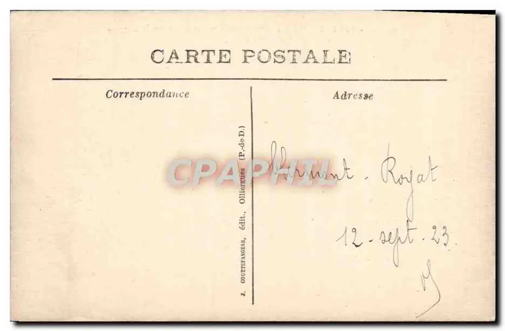 ROYAT e CLERMONT-FERRAND — Vista geral tirada de Royat — G. D'O. n° 1134 - Verso