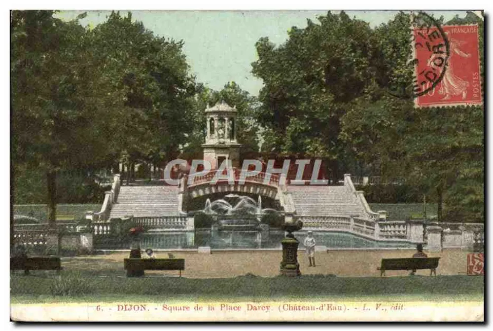 Dijon - Square de la Place Darcy (Château-d'Eau) — éditeur L. V., n°6 - Frente