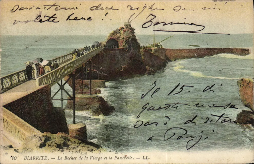 Biarritz — Ansicht des Felsen der Jungfrau und der Brücke — LL. — Nr. 40 - Vorderseite