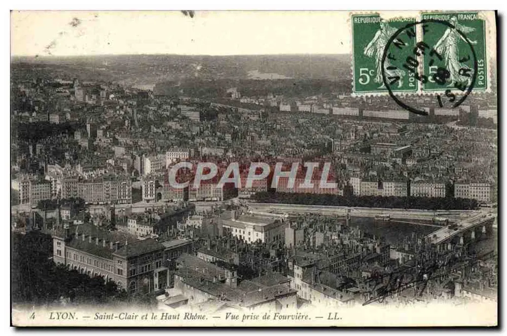 LYON. — Saint-Clair und der Hochrhein. — Ansicht von Fourvière. — LL. - Vorderseite
