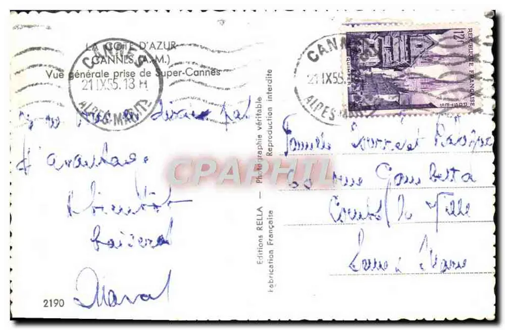 Vista geral tirada de Super-Cannes — Edições Rella n°2190 - Verso