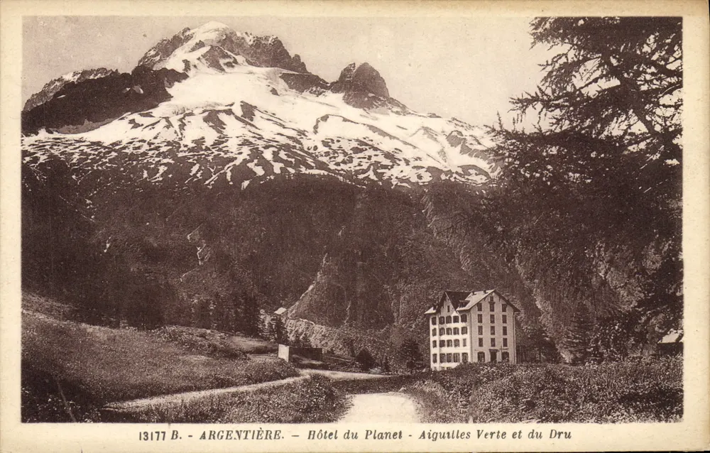 Argentière — Hotel du Planet — Grüne Nadel und Dru-Spitze - Vorderseite