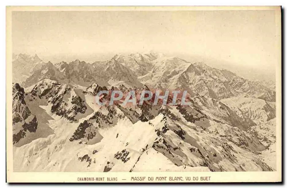 Chamonix-Mont Blanc — Blick auf den Mont-Blanc-Massiv vom Buet — F. Mannier, Chamonix - Vorderseite