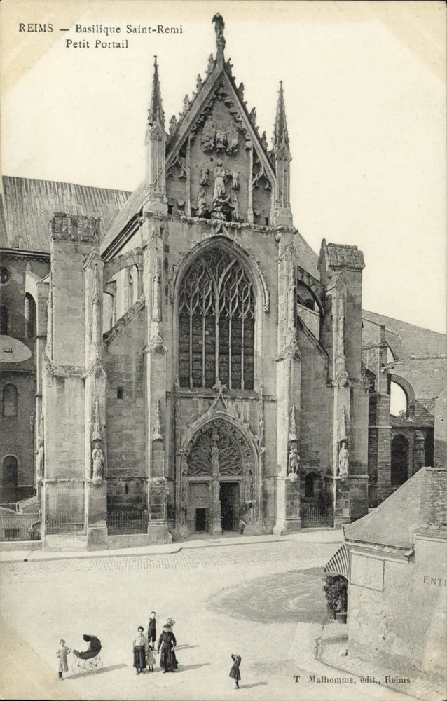 Reims — Basílica de São Remi — Pequeno Portal — T. Malhomme, editor, Reims - Frente