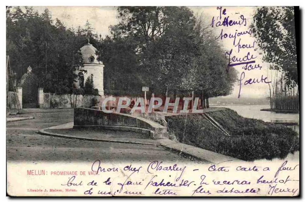 MELUN : PROMENADE DE VAUX — Livraria J. Malson, Melun - Frente