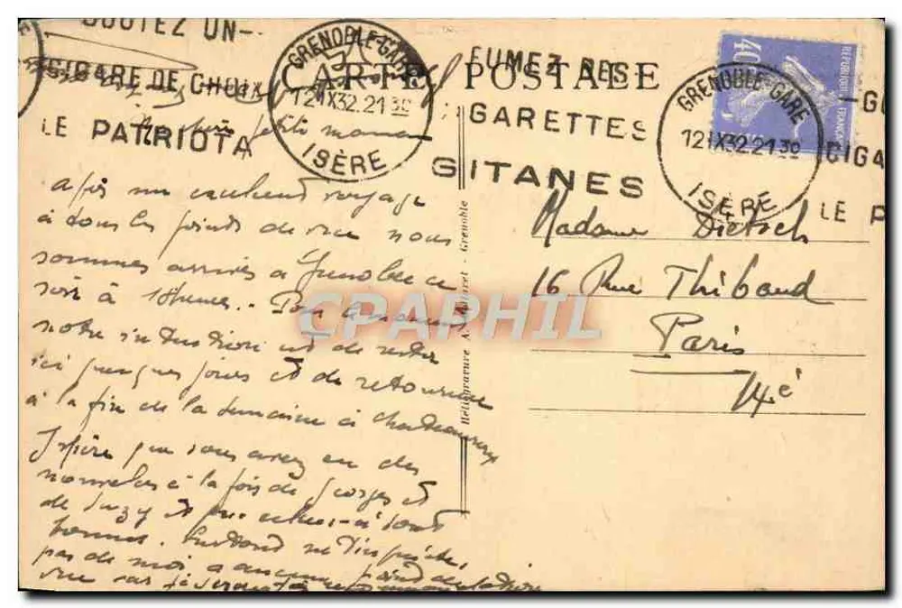Grenoble - A Isère - O Ponte da Ilha Verde e o Castelo de St-Eynard — n° 10.544 - Verso