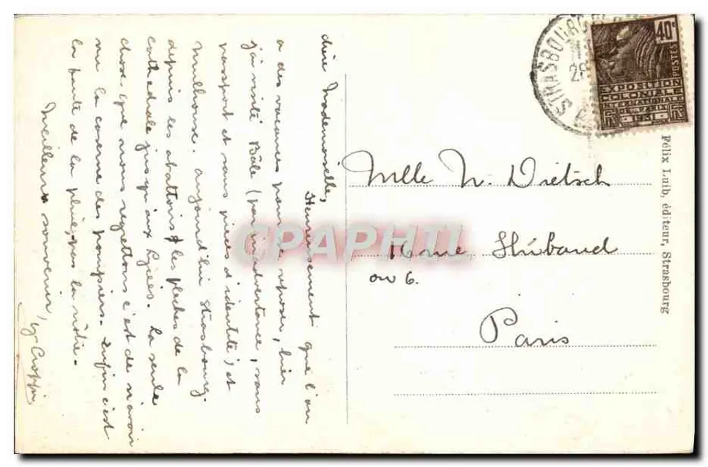 Straßburg — Brücke über den Rhein bei Kehl — Polix Taub, Verlag Straßburg - Rückseite