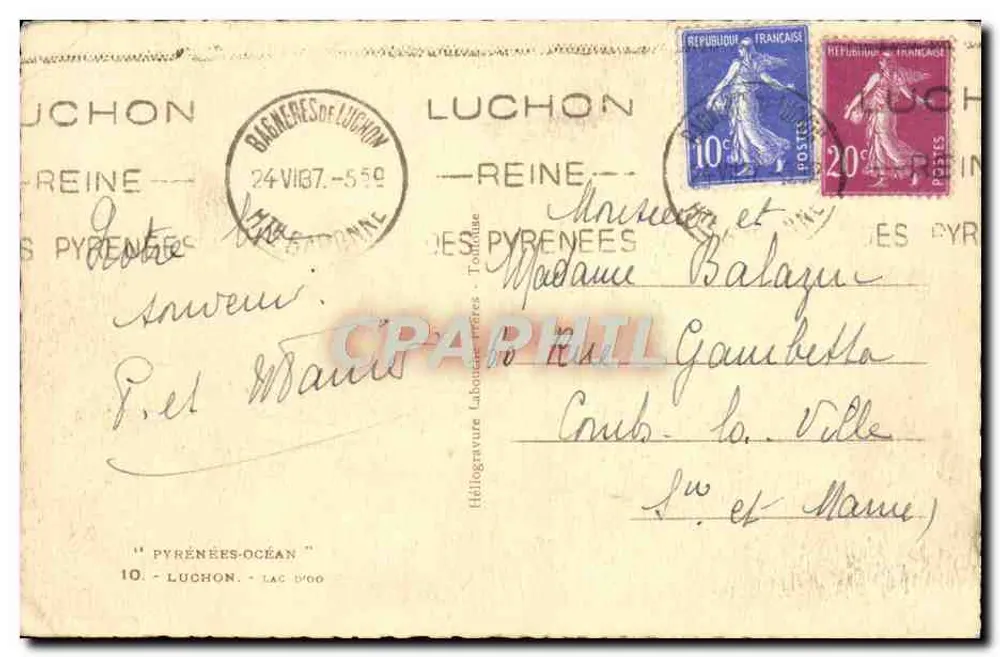 Lac d'Olo — vue du lac entouré de montagnes enneigées — éditeur NÉLIO 14 - Verso
