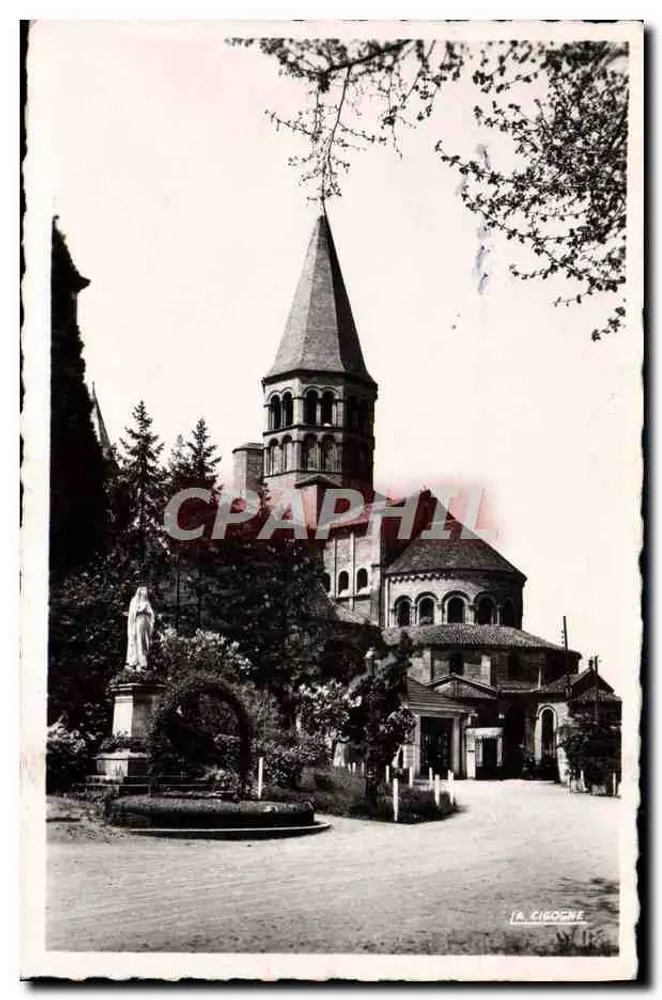Igreja de Paray-le-Monial — vista da torre e estátua da Virgem — La Cigogne, edição Lyon - Frente