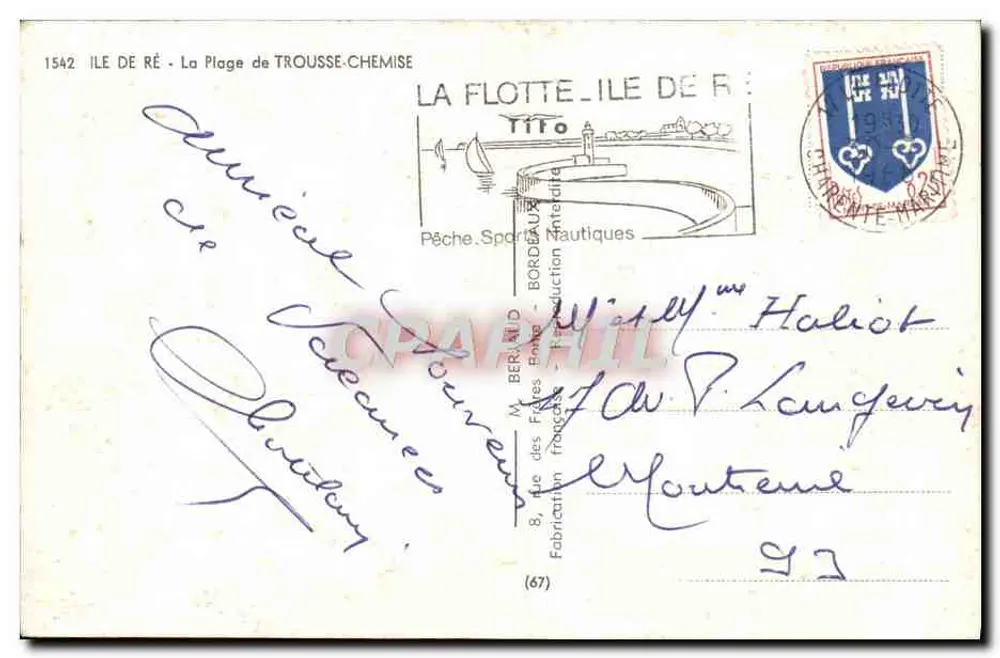 A Praia de Trousse-Chemise — Ilha de Ré — Editor La Flottille, n° 1542 - Verso