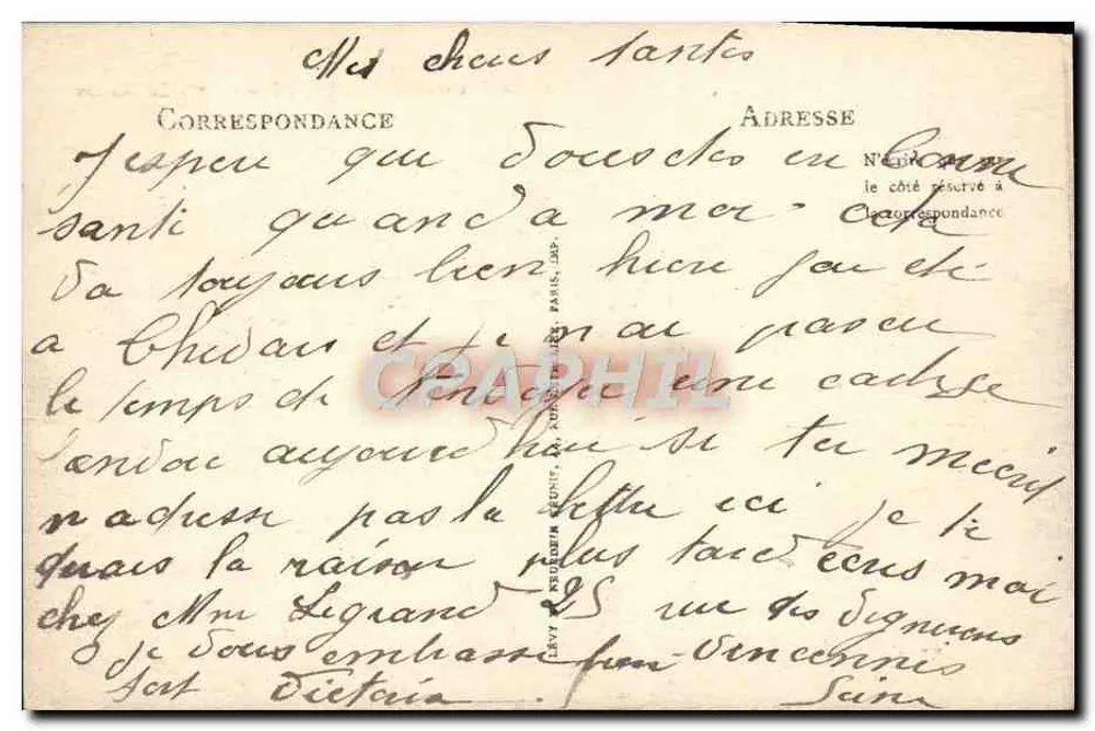 Arredores de CHARTRES - Spoir - O Castelo — Editor: Levé & Kruel, n° 477 - Verso