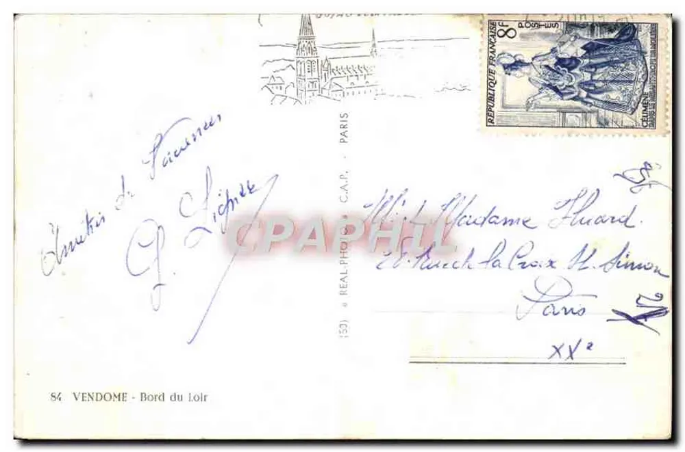 Vendôme - Bord do Loir — editor C.A.P. n° (53) - Verso
