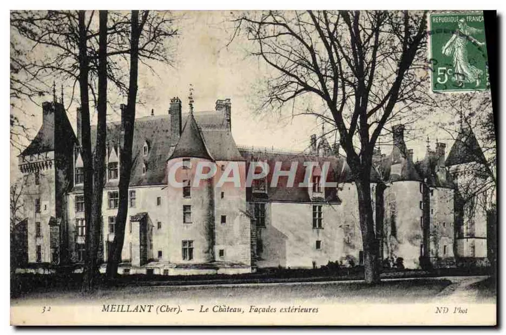 Meillant (Cher) — El Castillo, Fachadas externas — ND Phot - Anverso