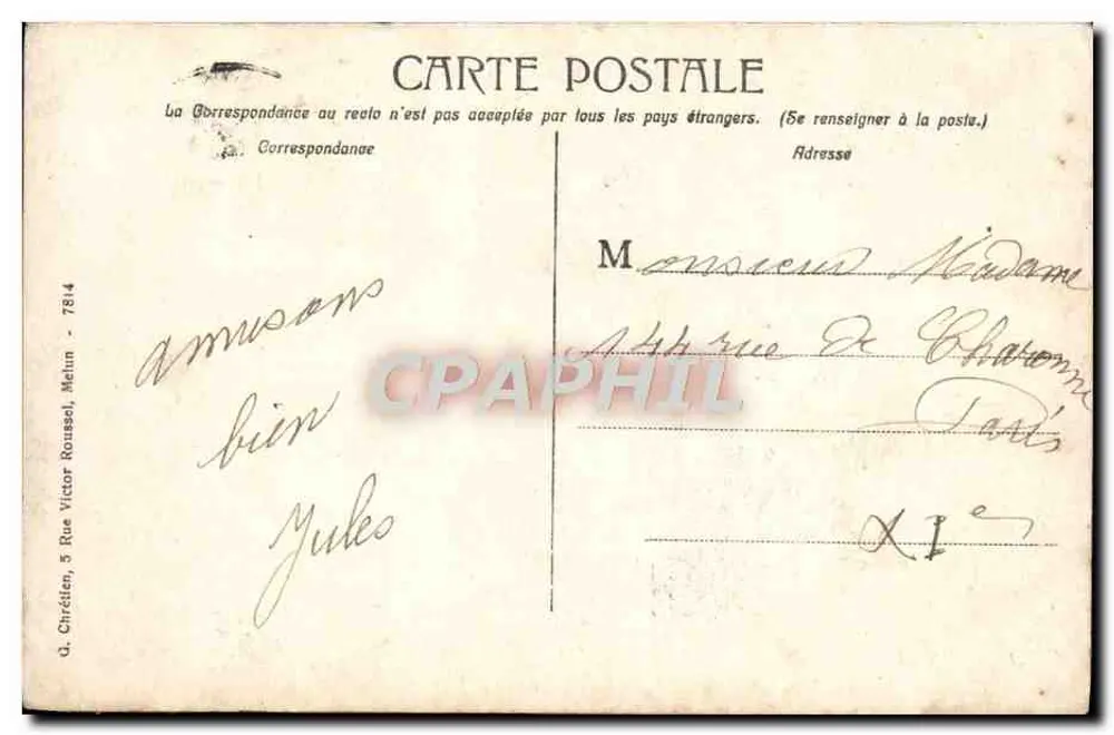 Melun (S. & M.) — be D. do Velho Castelo — editor não identificado - Verso