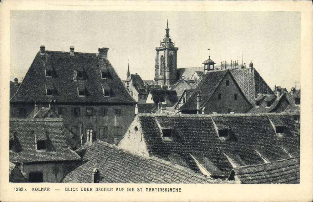 Kolmar — Blick über Dächer auf die St. Martinskirche — Wibeko-Verlag Kolmar, Nr. 1298A - Vorderseite