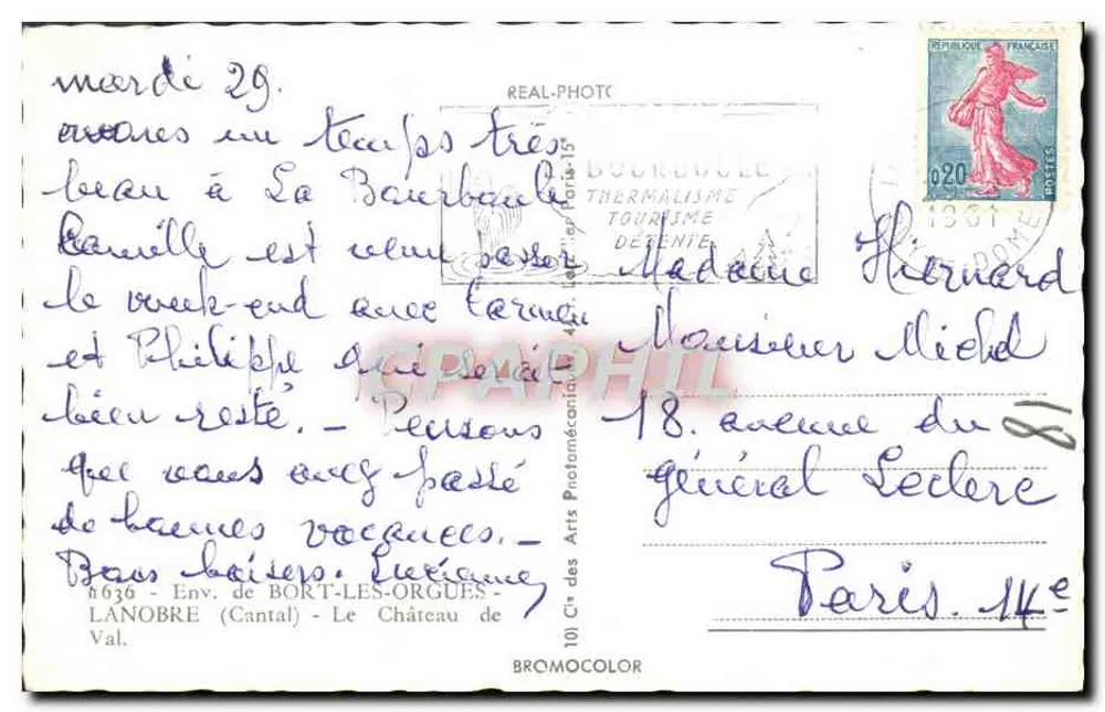 O Castelo de Lanobre — Env. de Bort-les-Orgues — editor Bromocolor - Verso
