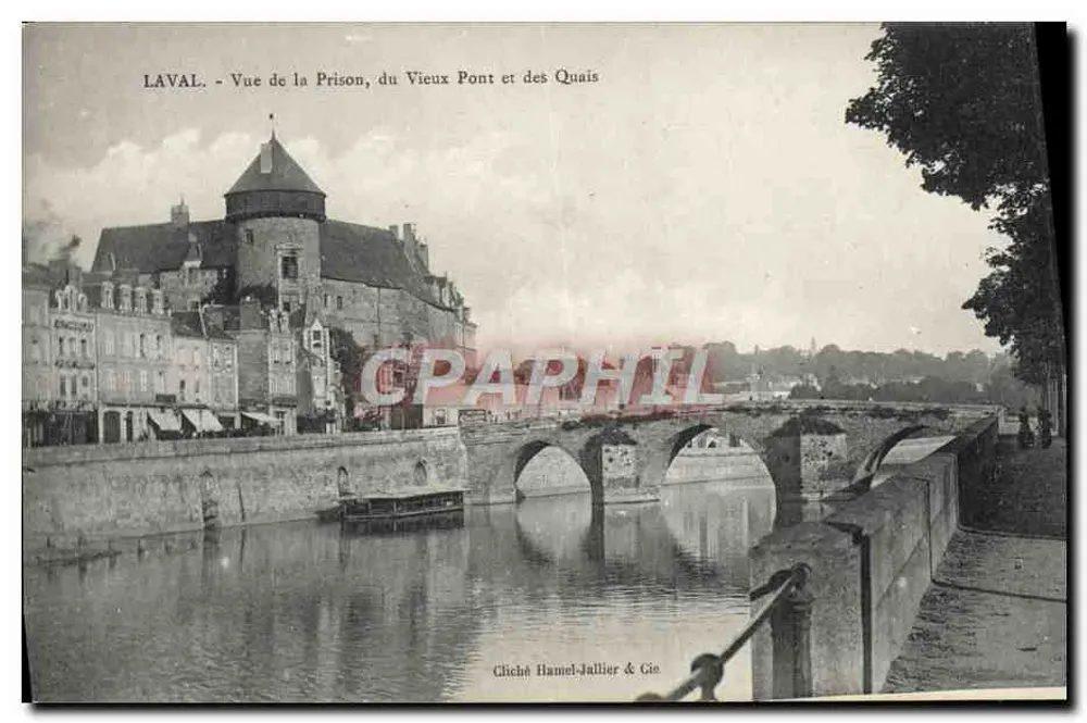 Laval - Ansicht der Gefängnisses, des Alten Brücke und der Ufer — Chiché Hamel-Jallier & Cie - Vorderseite