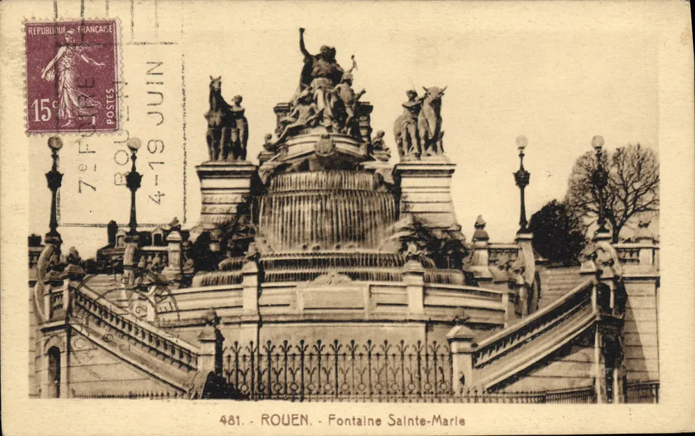 Rouen - Fontaine Sainte-Marie — editor Cartas 'La Chèque' n°481 - Frente