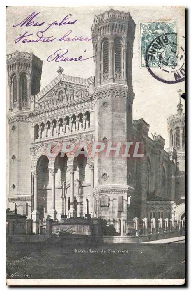 Notre-Dame de Fourvière — façade et tours — G. M. & Cie, Editeurs, Lyon - Frente