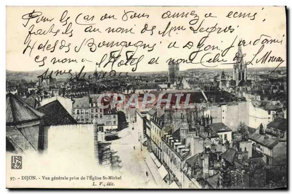 Dijon — Allgemeiner Blick vom St-Michel-Dom — L. V., Verlag - Vorderseite
