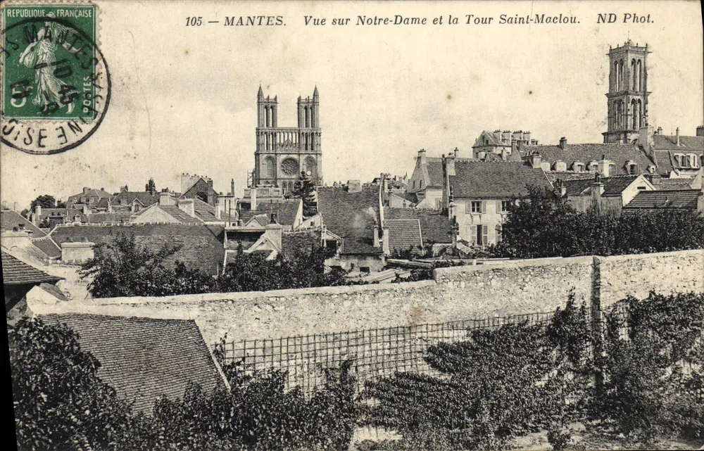 Mantes — Ansicht der Notre-Dame und der Turm Saint-Maclou — ND Phot. - Vorderseite