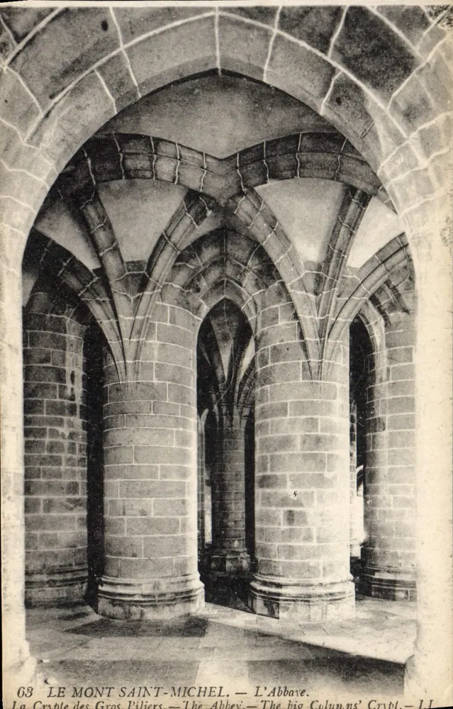 Mont Saint-Michel — Die Abtei — Die Crypte der Gros Piliers — Verlag: LEVY & CIE PARIS, Nr. 63 - Vorderseite