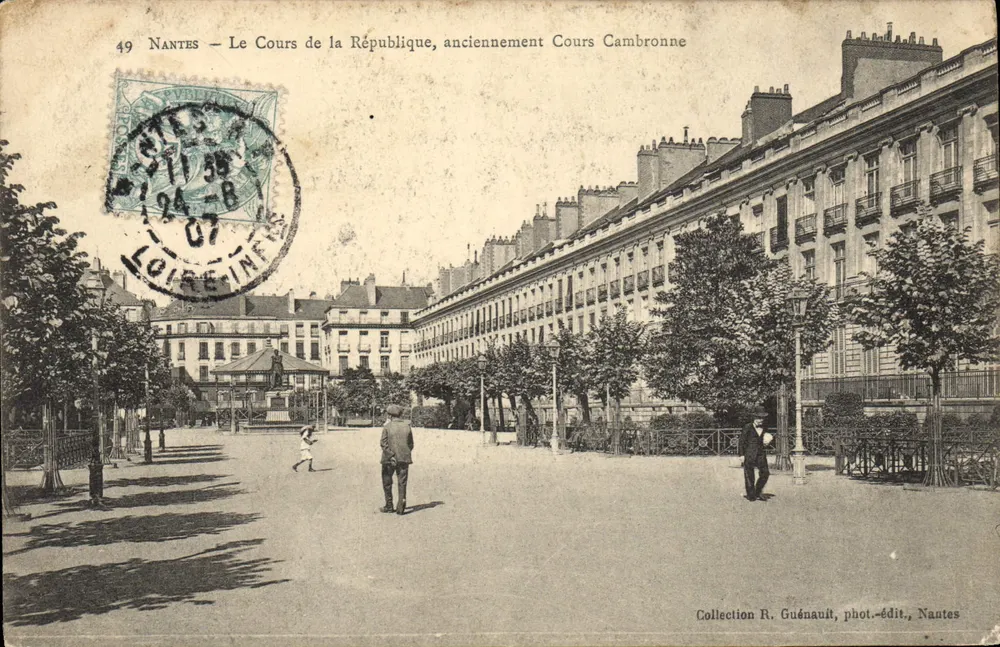 NANTES — Der Cours de la République, ehemals Cours Cambronne — Sammlung R. Guénault, Fotoverlag, Nautes - Vorderseite