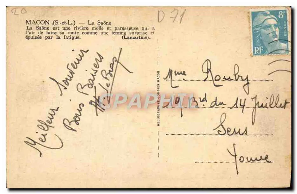 Macon (S.-et-L.) — A Saône — editor Héliogabale, n° 071 - Verso