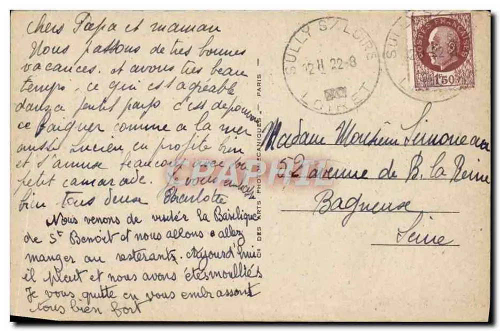SULLY-sur-LOIRE — Das feudale Schloss (14. Jh.) von der Säule aus gesehen — Verleger: Des Arts Photographiques - Rückseite