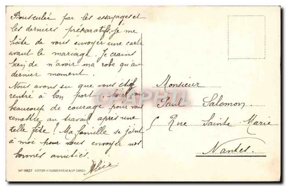 Estudo de Ondas — Edição H. Rubbenheim & Cie, Zurique — N° 14637 - Verso