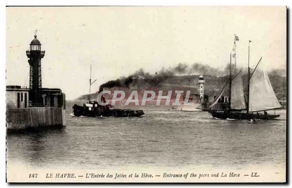 Le Havre — Die Einfahrt der Molen und La Hève — LL. — Nr. 147 - Vorderseite