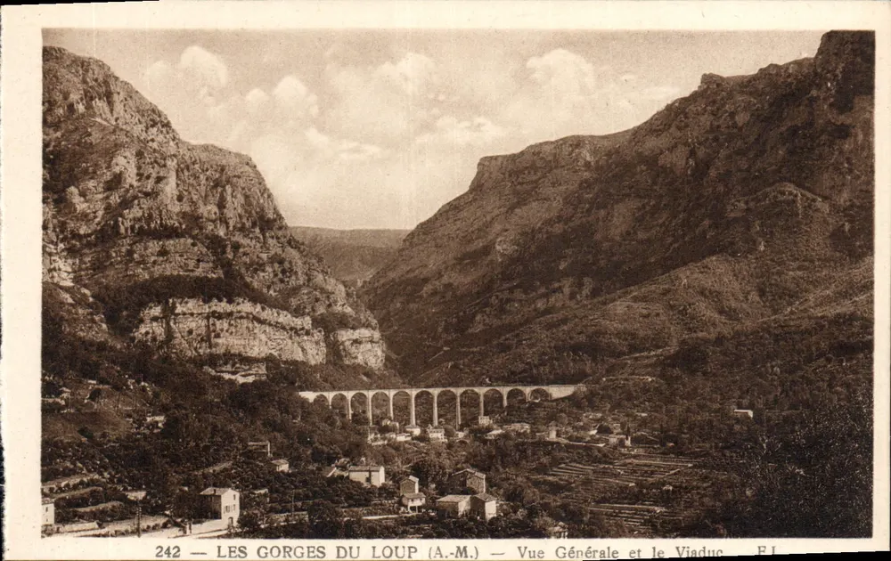Die Gorges du Loup (A.M.) — Allgemeiner Blick und der Viadukt — Nr. 242 — Verlag F.L. - Vorderseite