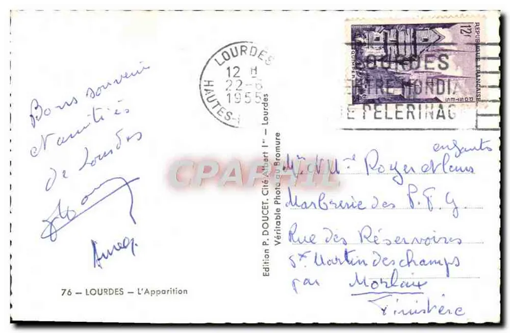 Lourdes — A Aparição — Edição P. Doucet, Cité Photo du Bromure - Verso