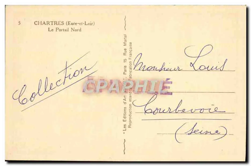 Chartres (Eure-et-Loir) — Nordportal — Les Éditions d'Art Martel - Rückseite