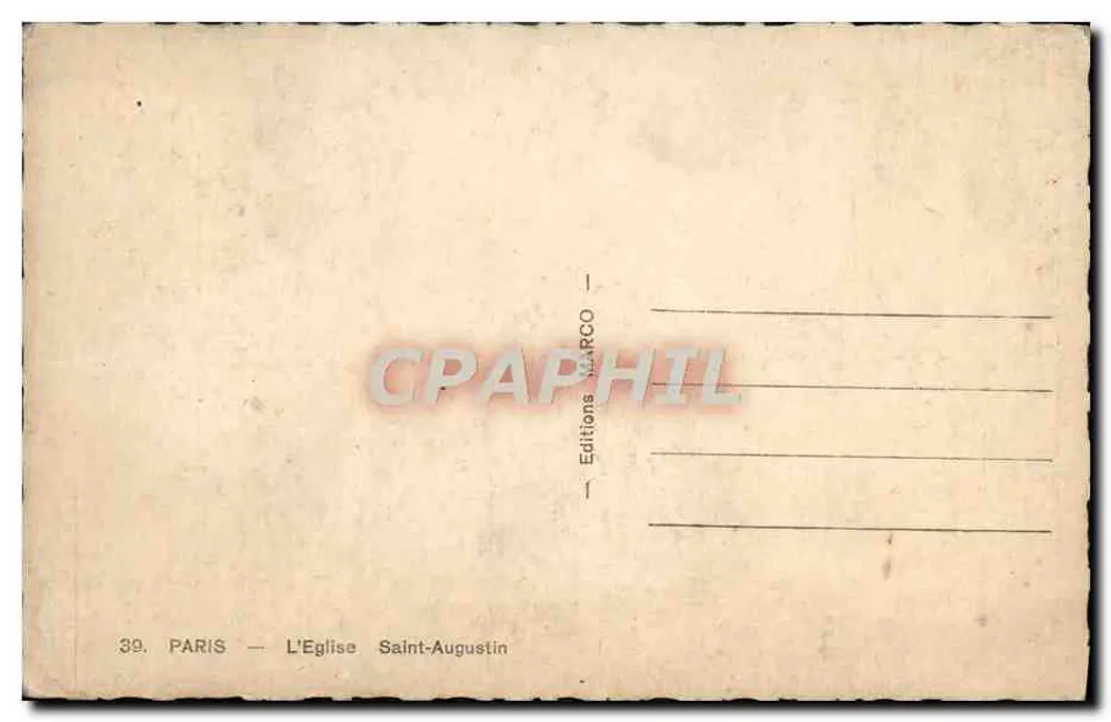 Paris — A Igreja de São Agostinho — Edições MARCO - Verso