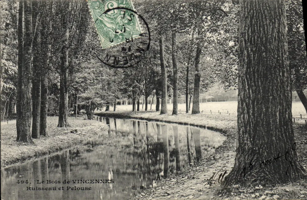 O Bois de Vincennes — Riossolo e Grama — E. Malcuit, fot.édit., Paris, n°494 - Frente