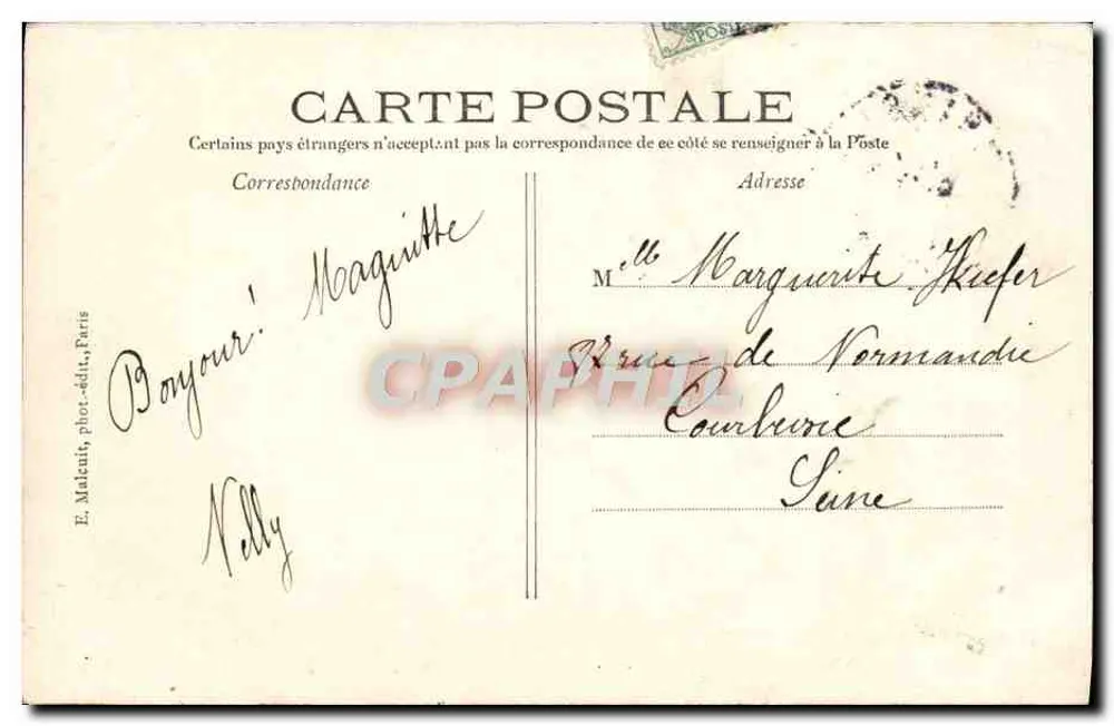 O Bois de Vincennes — Riossolo e Grama — E. Malcuit, fot.édit., Paris, n°494 - Verso