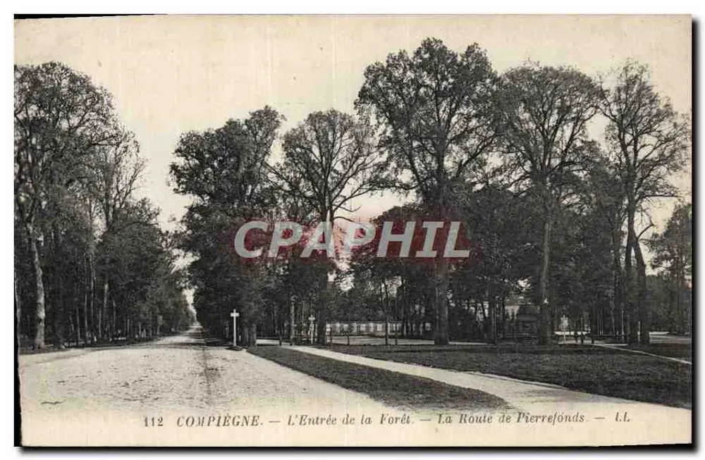 Compiègne — L'Entrée de la Forêt — La Route de Pierrefonds — éditeur L.L. n°112 - Frente