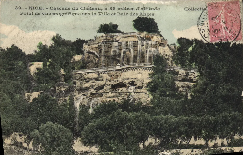 Nice - Cascata do Castelo, a 88 metros de altitude — Vista magnífica da Cidade e Baía dos Anjos — Coleção - Frente