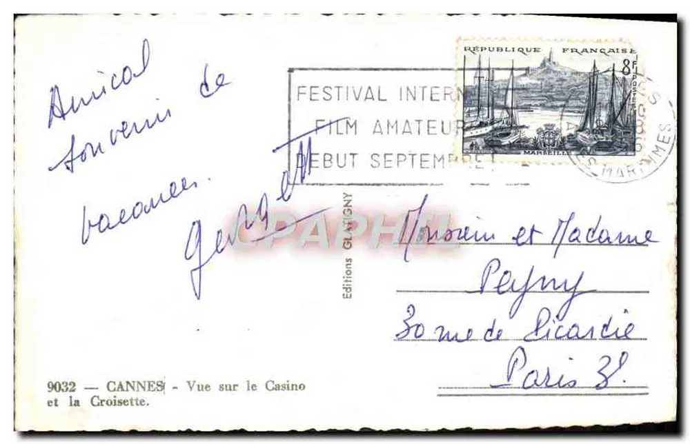 Cannes — Ansicht des Casinos und der Croisette — Editions Glaphil, n° 9032 - Rückseite