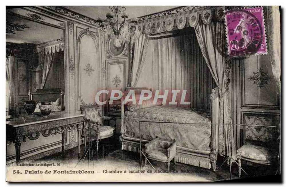 Schloss Fontainebleau — Schlafzimmer der Madame de Maintenon — Künstlerische Sammlung L. M. n°54 - Vorderseite